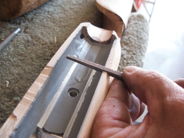 Inletting for rear sight block 3